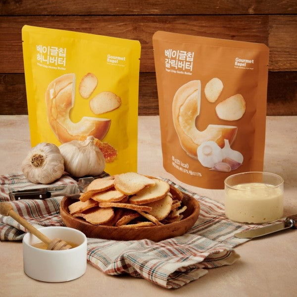 Gourmet Bagel Low-calorie Bagel Chips (Honey Butter/Garlic Butter) 4 packs