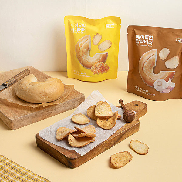 Gourmet Bagel Low-calorie Bagel Chips (Honey Butter/Garlic Butter) 4 packs