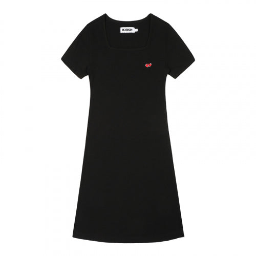 KIRSH SMALL CHERRY SQUARE NECK DRESS [BLACK] – Get Your Korean Stuffs